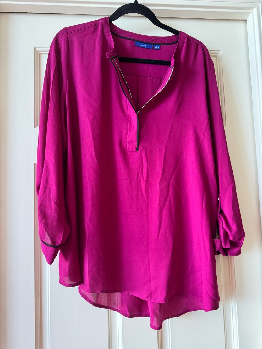 Apt. 9 Fuchsia Split-Neck Tunic Blouse